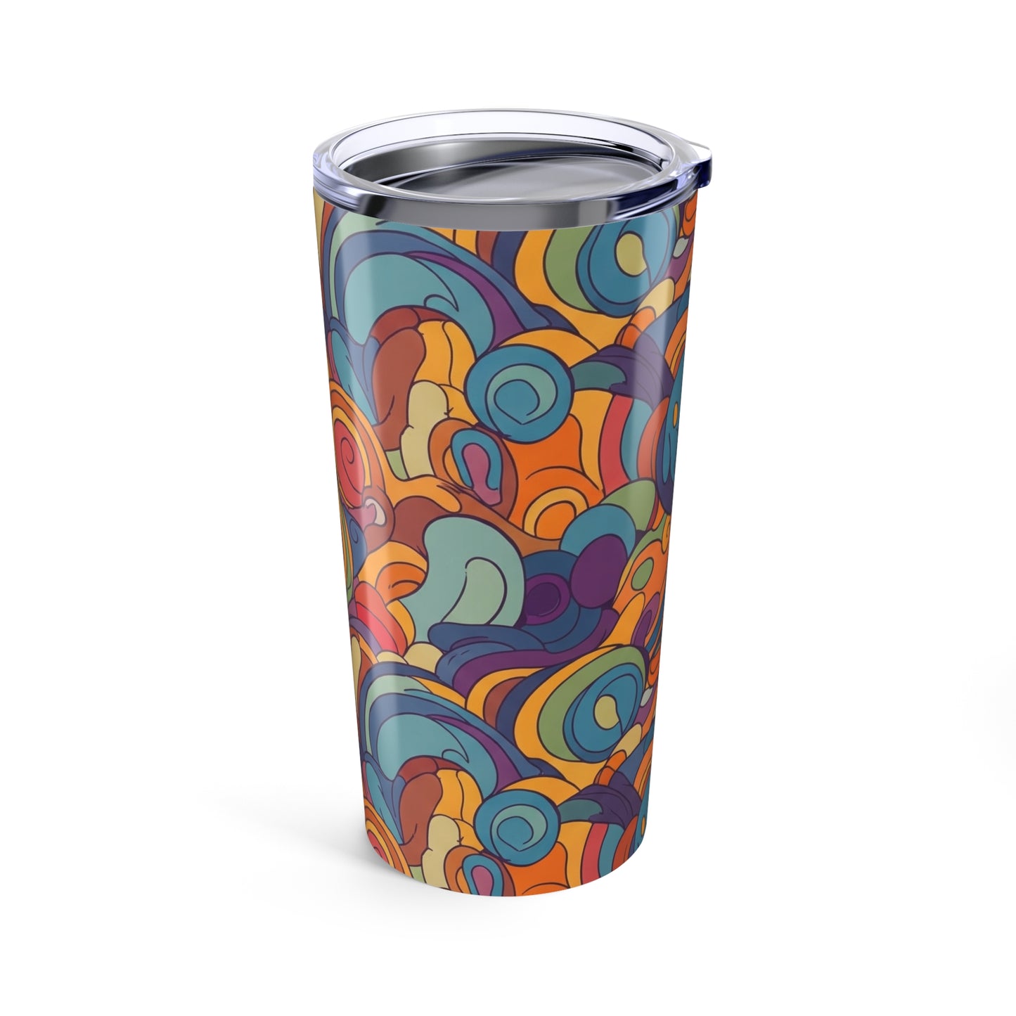20 Ounce Stainless Steel Tumbler With Printed Pattern Double Wall Insulation Spill Resistant Thermal Cup