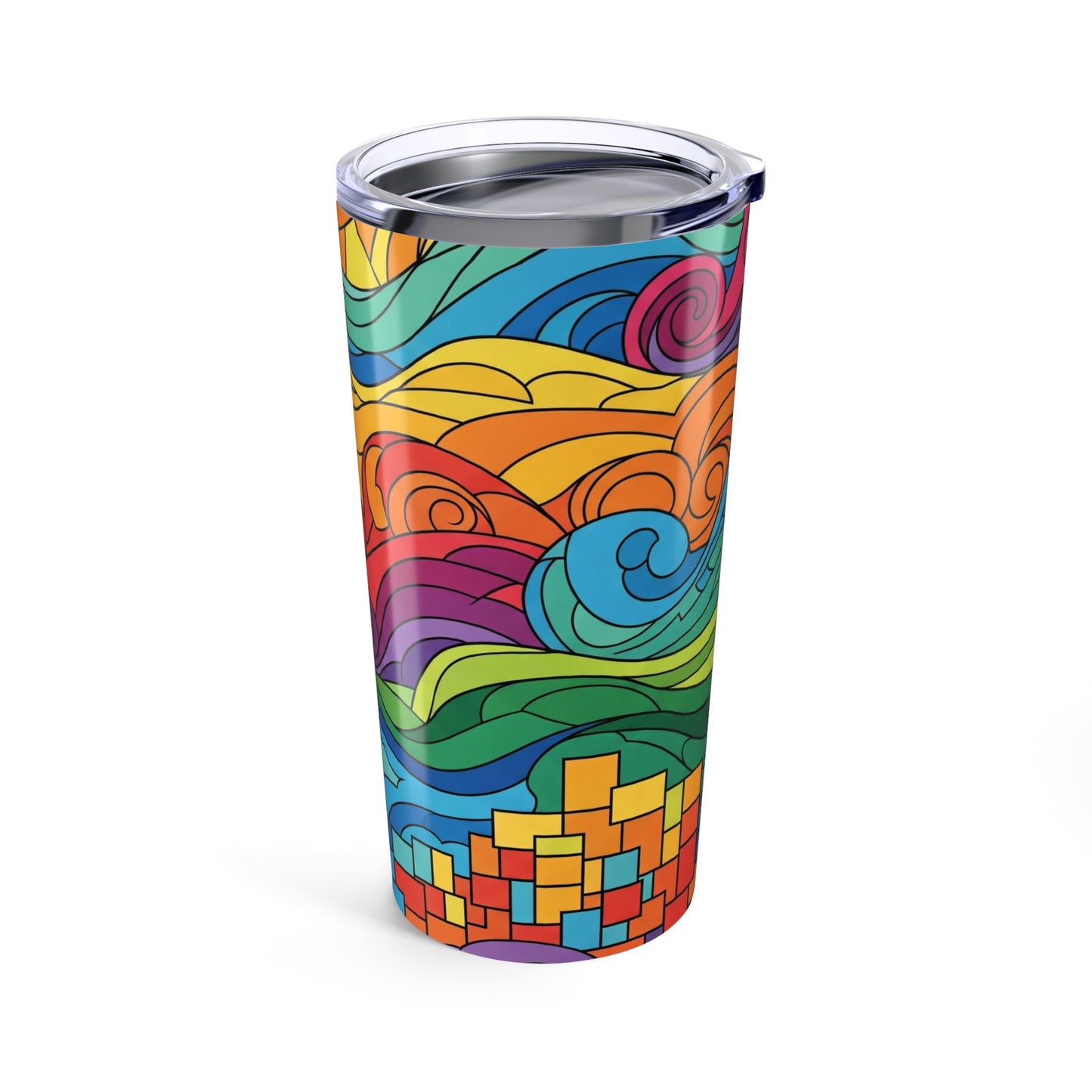 20oz Stainless Steel Tumbler With Vibrant Design Double Wall Vacuum Insulation Leak Proof Lid For Hot Or Cold
