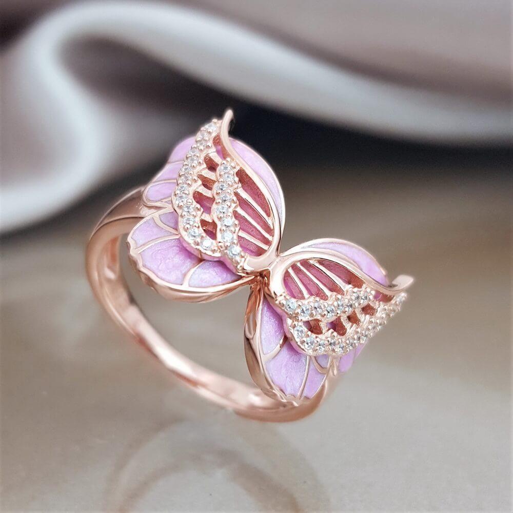 Women Rose Gold Butterfly Bowknot Ring Alloy Fashion Jewelry For Women European And American Style Daily Wear