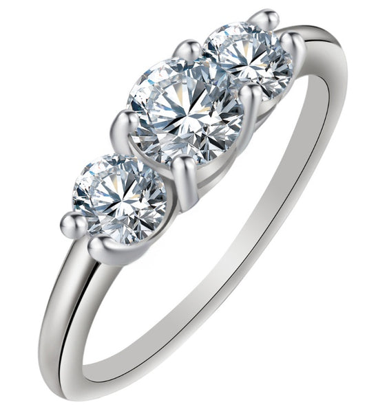 Copper Ring Platinum Plated With Zircon Stones Jewelry