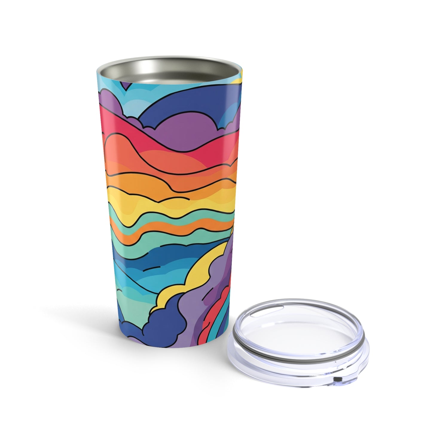 20oz Stainless Steel Tumbler Vibrant Printed Design Double Wall Vacuum Insulation Spill Resistant Thermal Coffee
