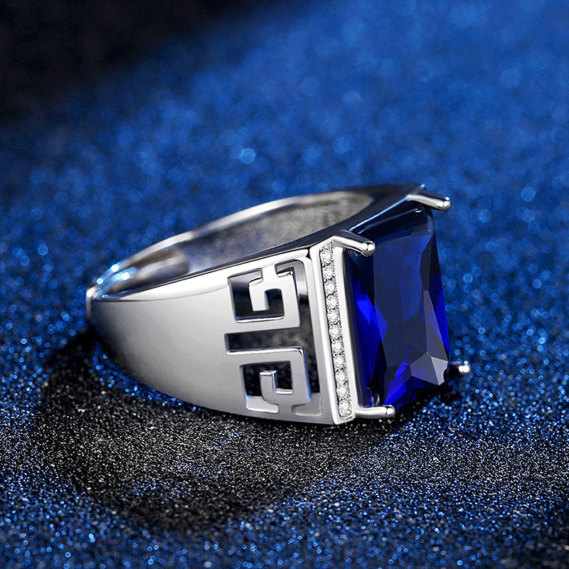 Men's Platinum Plated White Copper Ring Highly Polished Exquisite Workmanship Durable Jewelry For Men Elegance