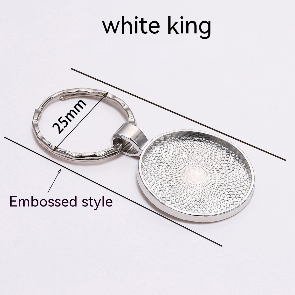 Metal Key Ring Pendants 5 Piece Pack Nickel Free Keychains Southeast Asian Decor Charms Embossed White K Antique