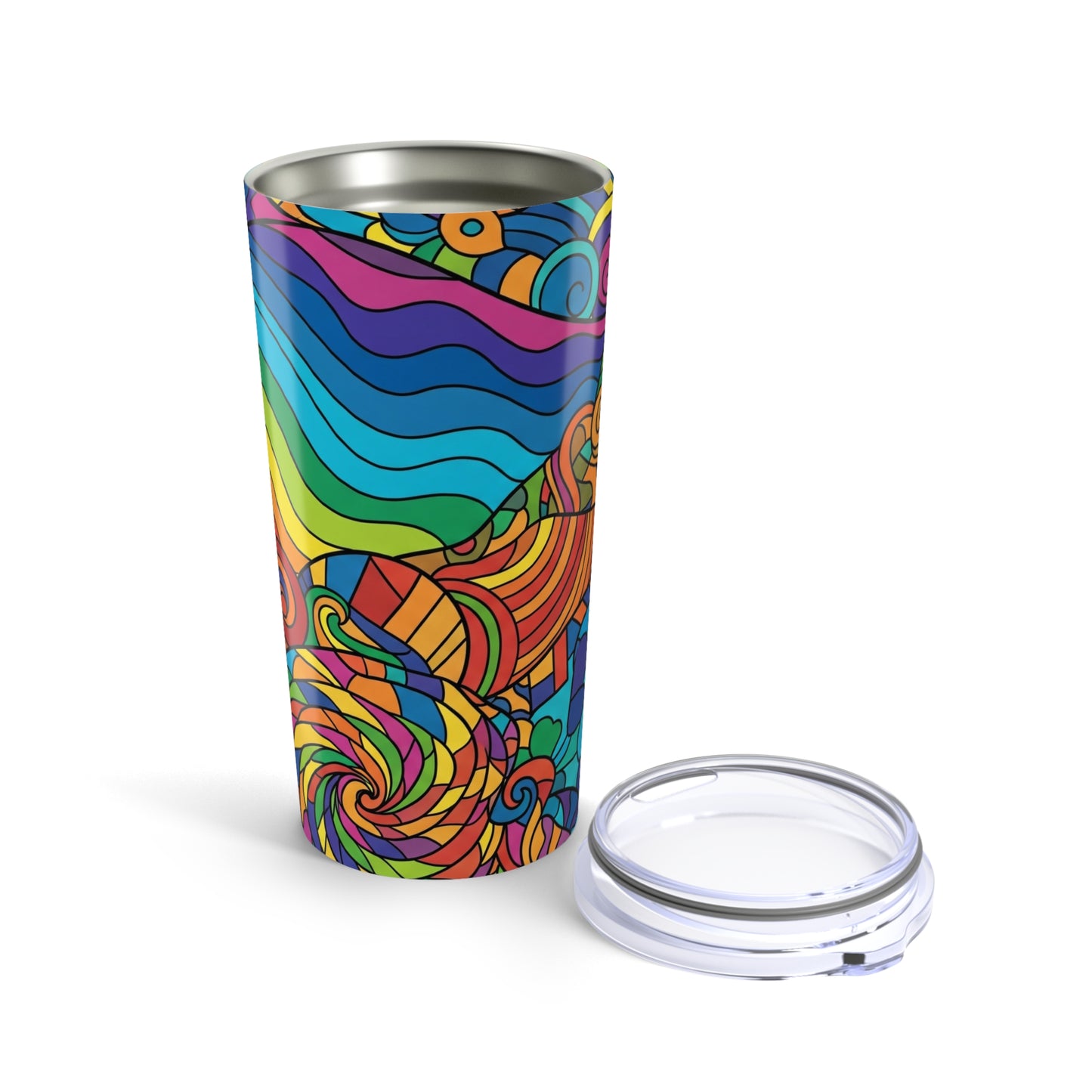 20 Ounce Stainless Steel Tumbler With Lid Double Wall Insulation Spill Resistant Printed Design For Everyday Use