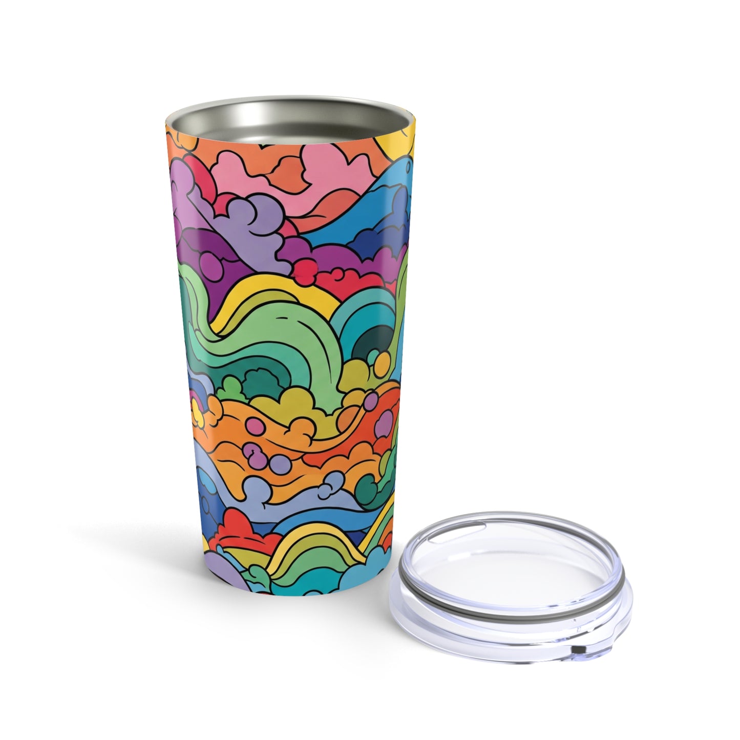 20 Oz Stainless Steel Travel Mug With Double Wall Vacuum Insulation Spill Resistant Design And Printed Artwork