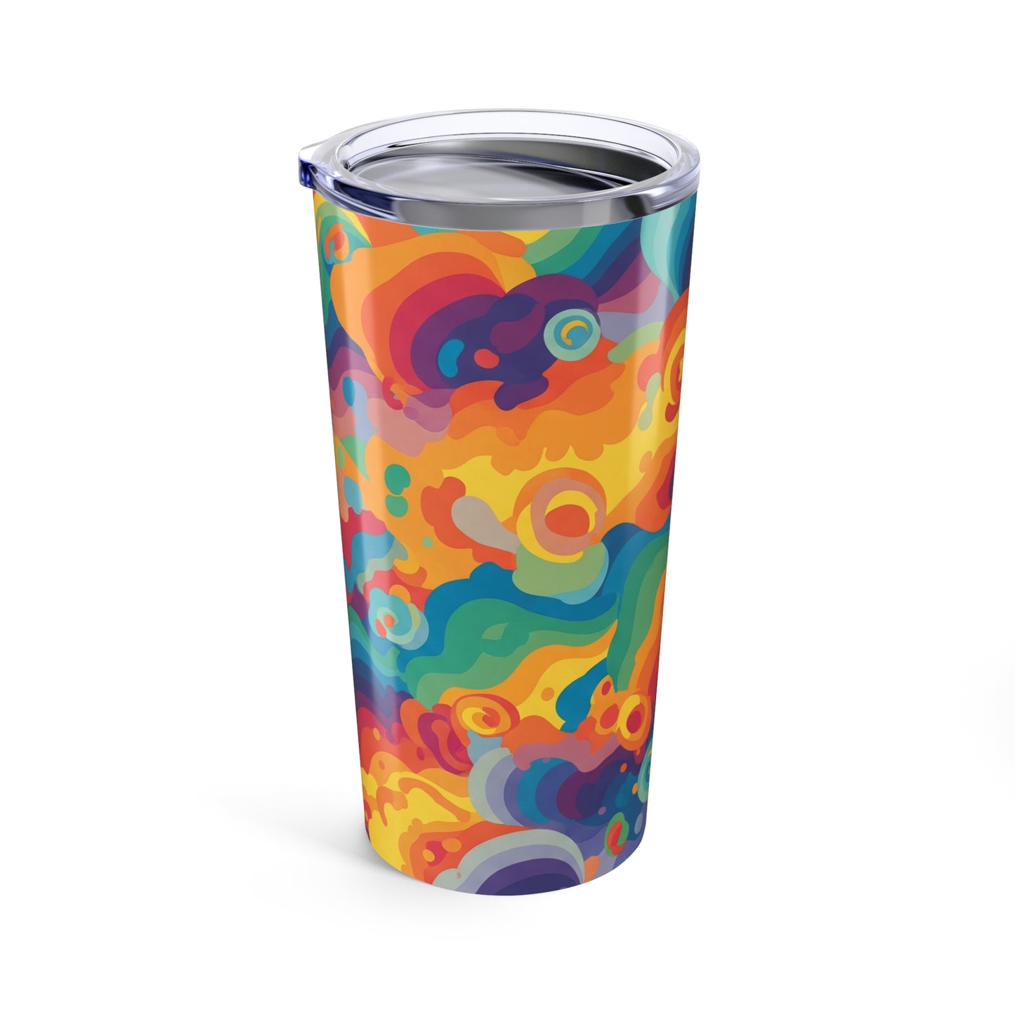20oz Stainless Steel Tumbler With Double Wall Vacuum Insulation And Printed Design For Hot And Cold Beverages
