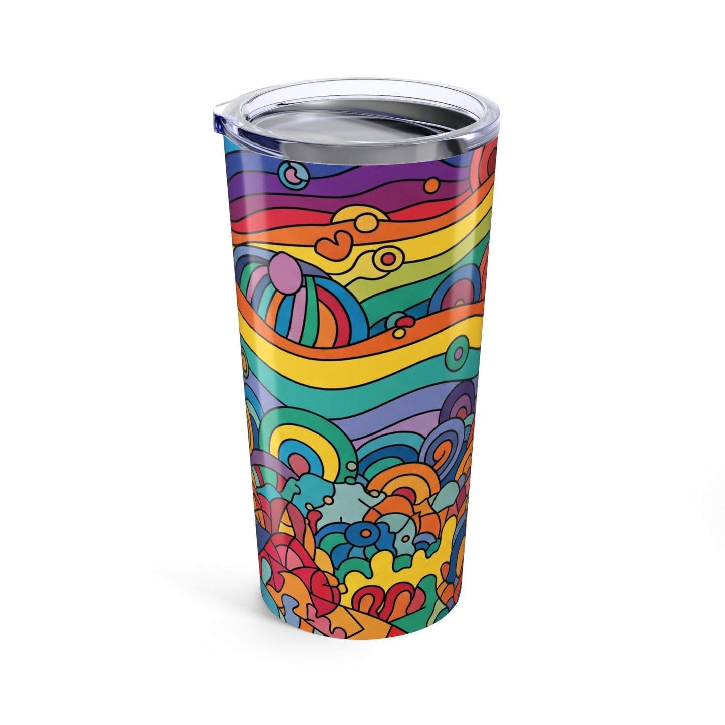 20 Oz Stainless Steel Tumbler Double Wall Vacuum Insulation Spill Resistant Printed Design For Hot And Cold Drinks