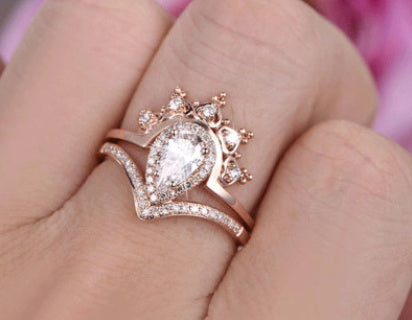 Rose Gold Plated Crown Ring for Women Zircon Two in One Stackable Dainty Elegant Jewelry Perfect Gift for Her Gorgeous