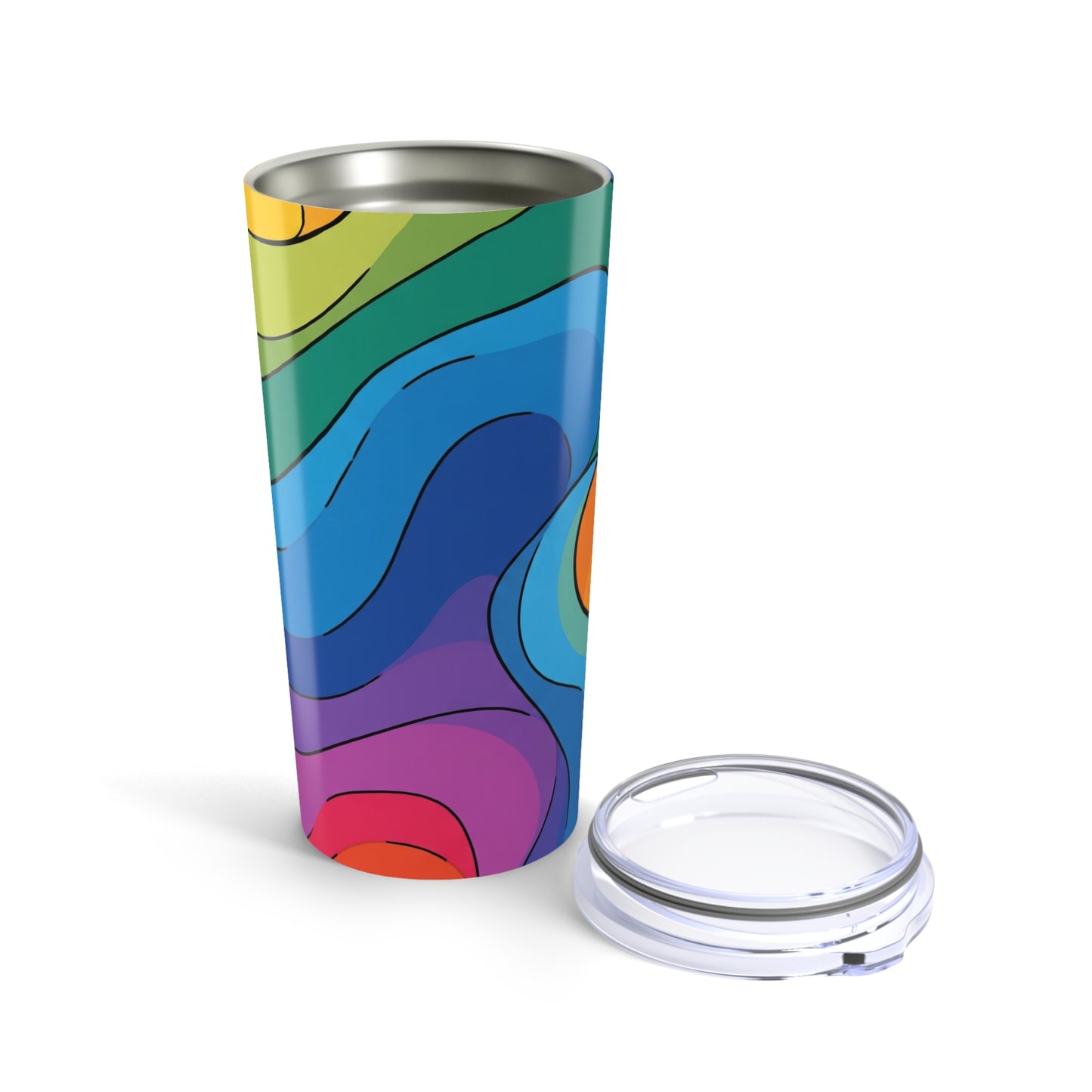20 Oz Stainless Travel Tumbler With Double Wall Vacuum Insulation Spill Resistant Printed Design For Hot Or Cold