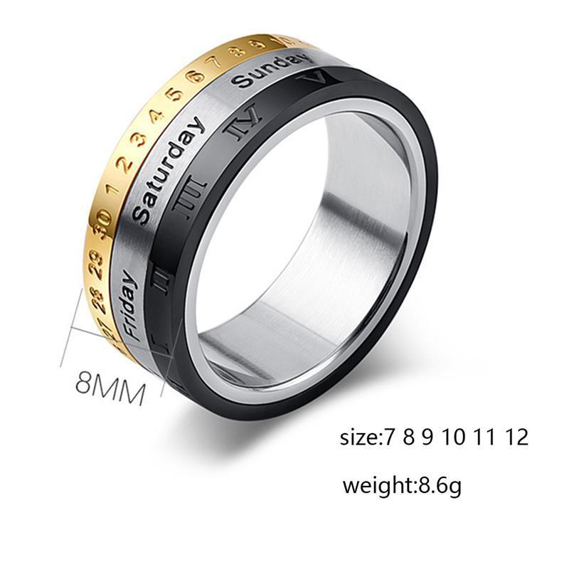 Mens Titanium Steel Ring Geometric Design Electroplated Finish Durable Everyday Fashion Jewelry Band Daily Use