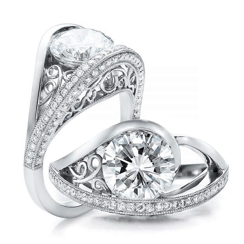 Simulation Diamond Wedding Ring European And American Ladies Ring Copper Zircon White Gold Sizes 6 7 8 9 10 10