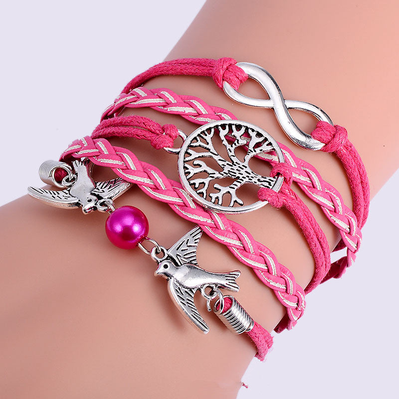 Womens Alloy Bracelet Vintage Hand Woven Jewelry European Fashion Animal Zodiac Signs Big Tree Design Gift For Her