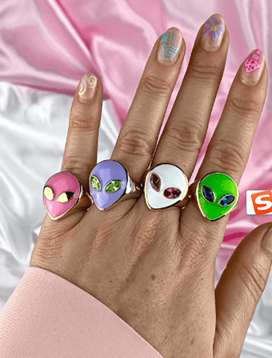 Womens Alloy Flower Ring With Acrylic Gemstones Pearl Rhinestones Inlays Floral Design Statement Jewelry Collection