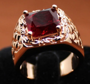Ruby Engagement Ring Copper Setting With Zircon Inlay Electroplated Jewelry Great Everyday Wear For Events All