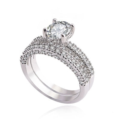 Zircon Diamond Ring Rose Gold Plated Engagement Ring Strip Or Tail Style Copper Sizes 6 7 8 9 10 Timeless Look