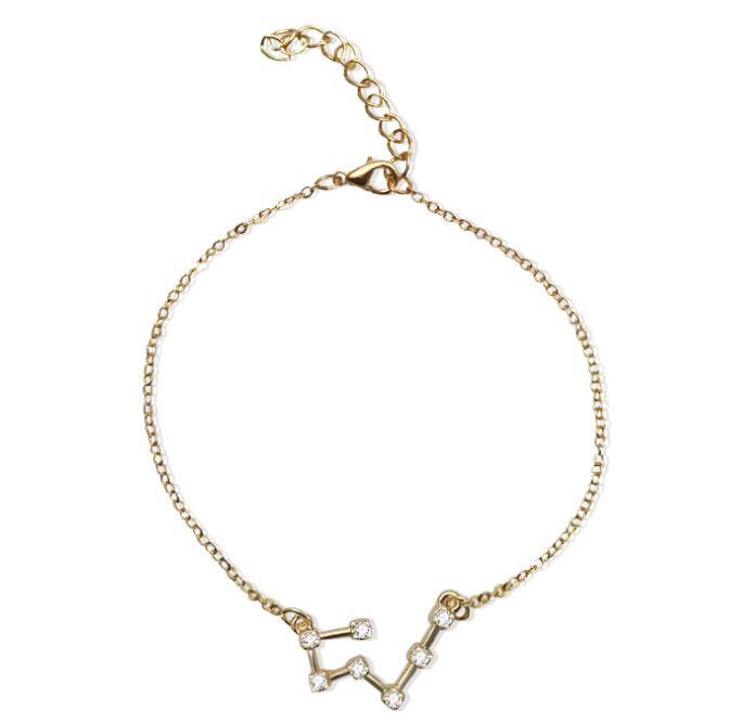 Crystal Constellation Bracelet For Women And Girls Adjustable Length Extender Chain Alloy Charm Everyday Style