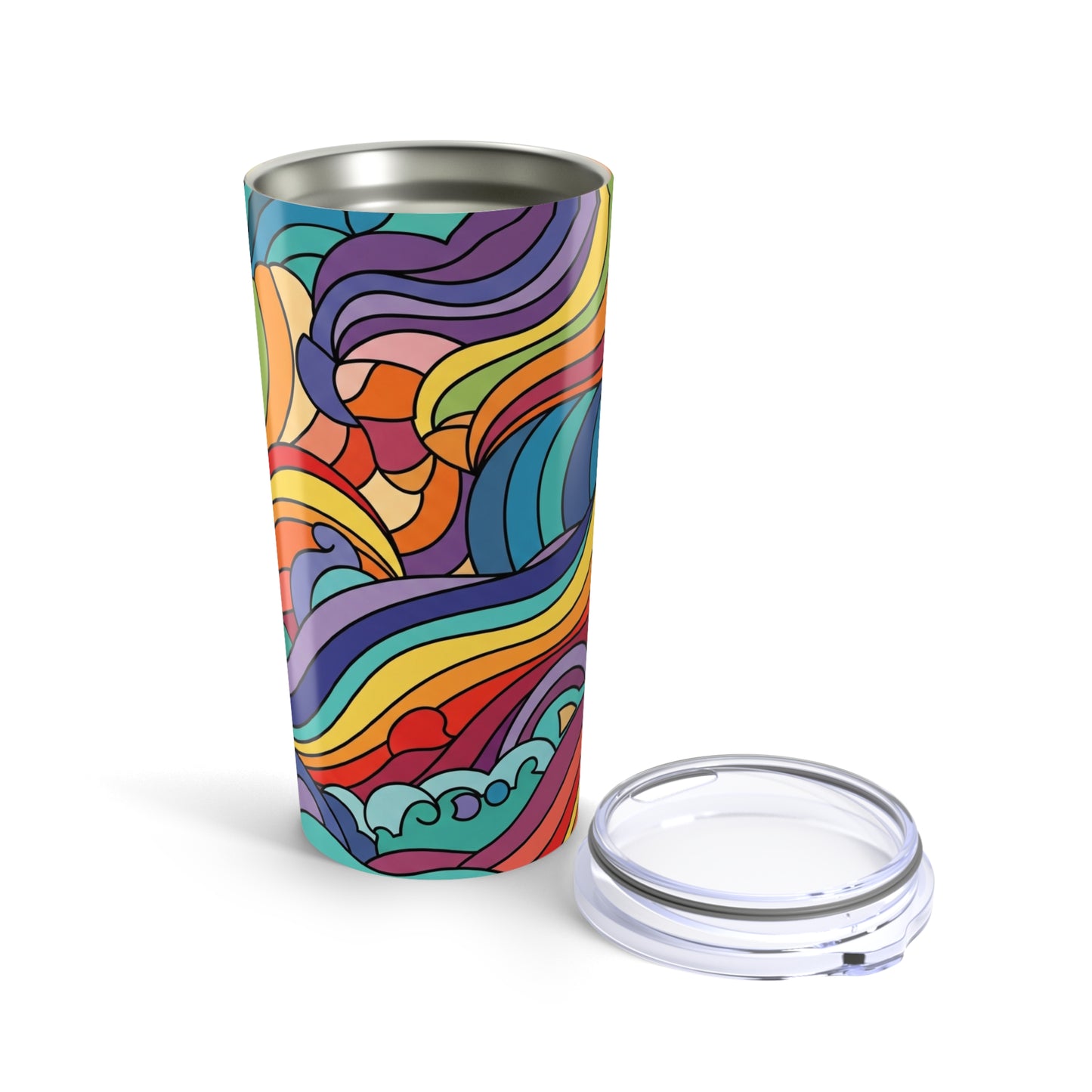 20oz Stainless Steel Travel Tumbler With Lid Double Wall Vacuum Insulated Spill Resistant BPA Free Printed Design