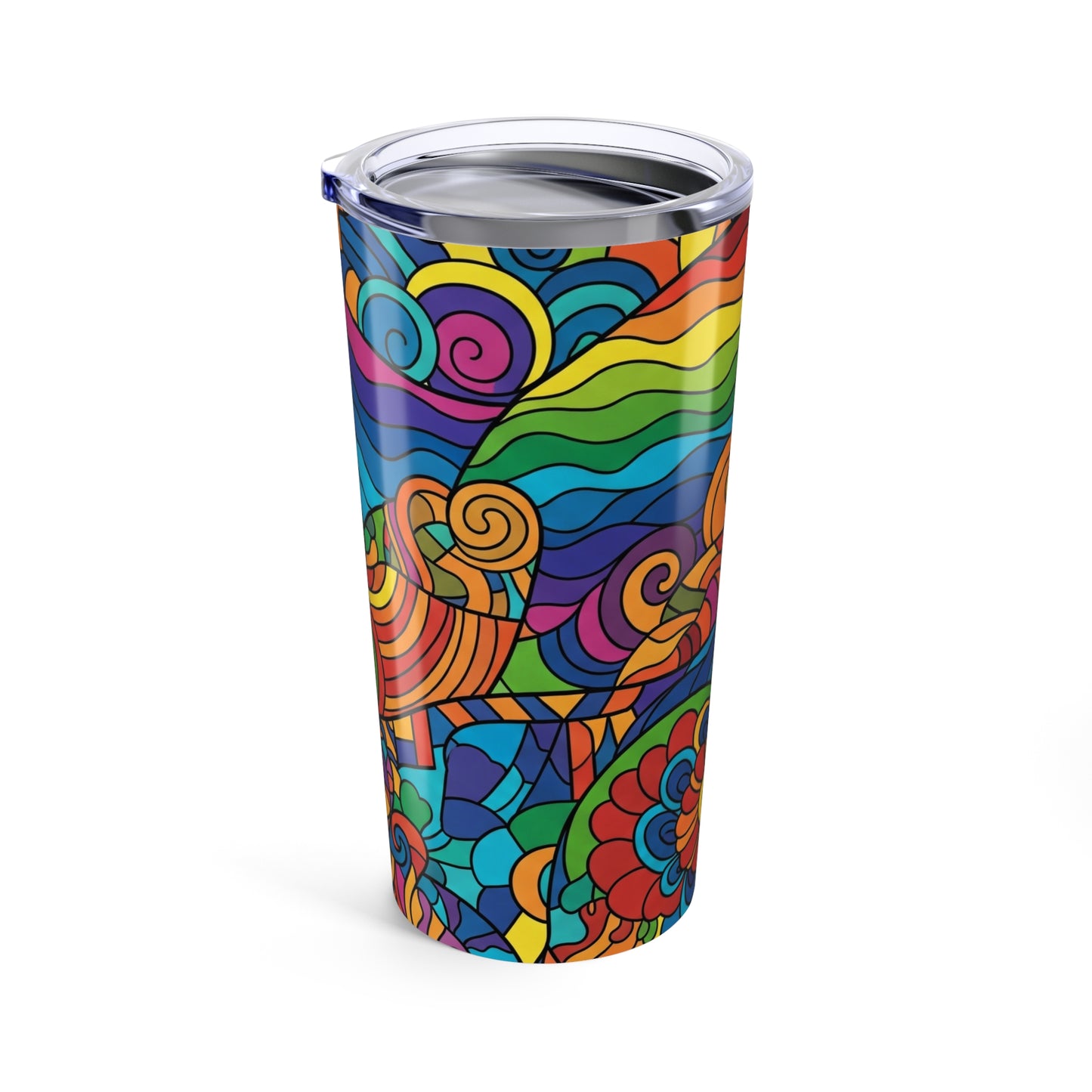 20 Ounce Stainless Steel Tumbler With Lid Double Wall Insulation Spill Resistant Printed Design For Everyday Use