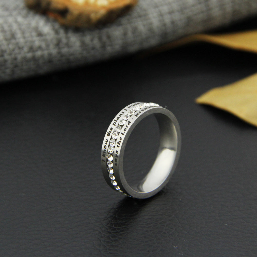Stainless Steel Ring Inscribed I Know The Plans For You
