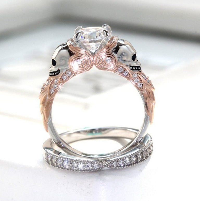 Two Tone Alloy Ring Gold Plated Inlaid Gems And Semi Precious Stones Fashion Jewelry For Women Size 6 7 8 9 10