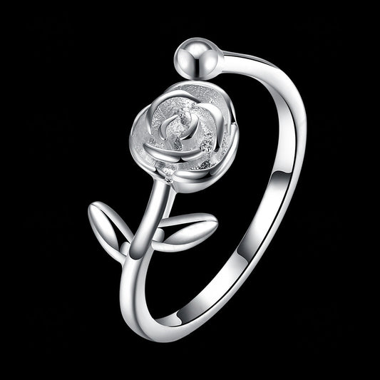 Rose Tail Ring in Sterling Silver Statement Jewelry for Women and Girls Anniversary Gift Elegant Everyday Wear Daily