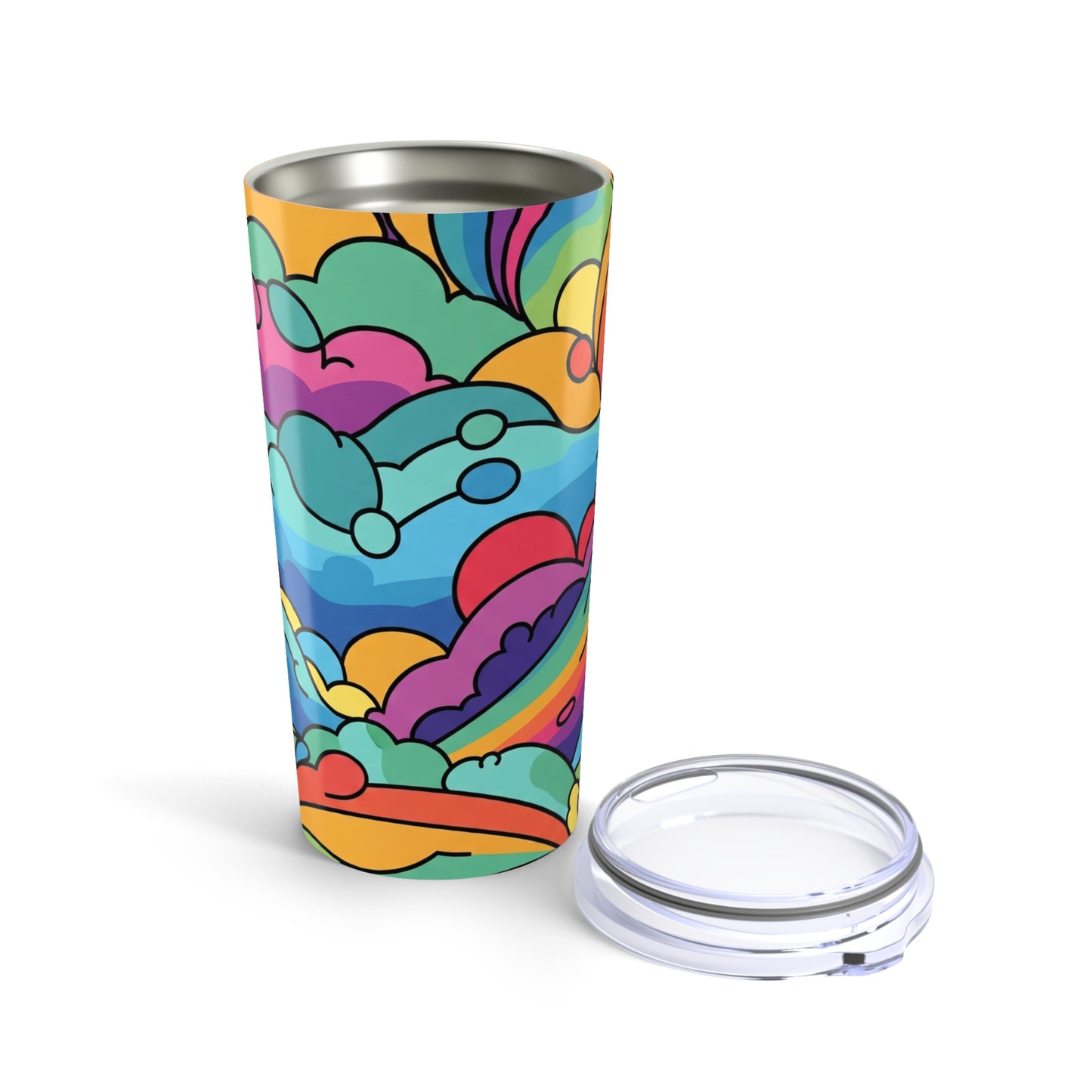 20 Oz Stainless Steel Tumbler Vacuum Insulated Leak Proof Durable Keeps Beverages Hot Or Cold Printed Design