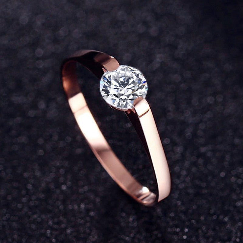 Stainless Steel Ring Rose Gold Tone For Women Elegant Minimal Band Color No 5 No 6 No 7 Smooth Finishes Everyday Wear
