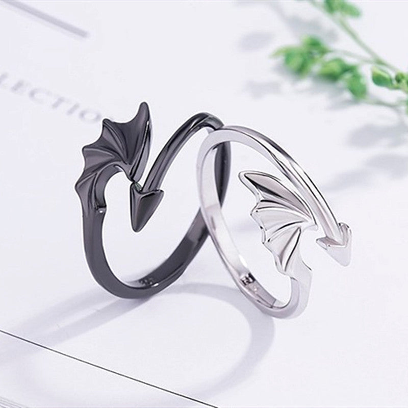 Unisex Angel Wing And Demon Wing Ring Sterling Silver