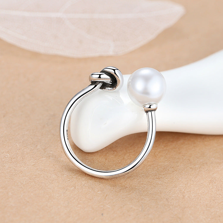 Geometric Pearl Index Finger Ring Copper Gold Plated With Zircon Lead Free Nickel Free ROHS Certified Allergy Safe