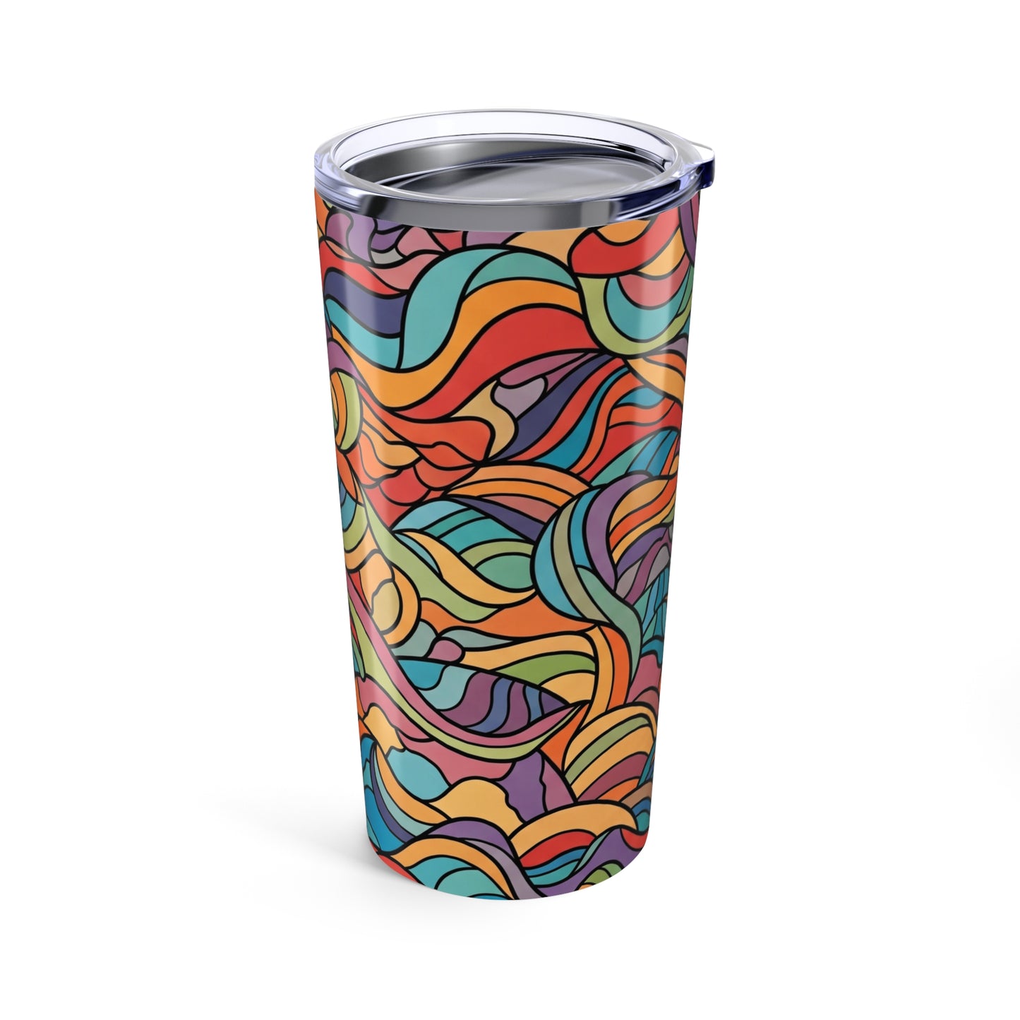 20 Oz Stainless Steel Printed Tumbler With Double Wall Vacuum Insulation Spill Resistant Lid For Hot Or Cold Drinks
