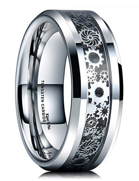 Tungsten Steel Ring Fashion Metal Band Personalized Ring for Men and Women White Blue or Red Available Size 6 7 8 9 10 11 12 or 13