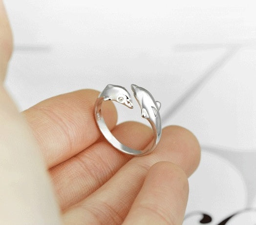 Ocean Inspired Dolphin Tail Ring Sterling Silver For Women Travel Keepsake Jewelry 925 Memorial Gift Idea For Her