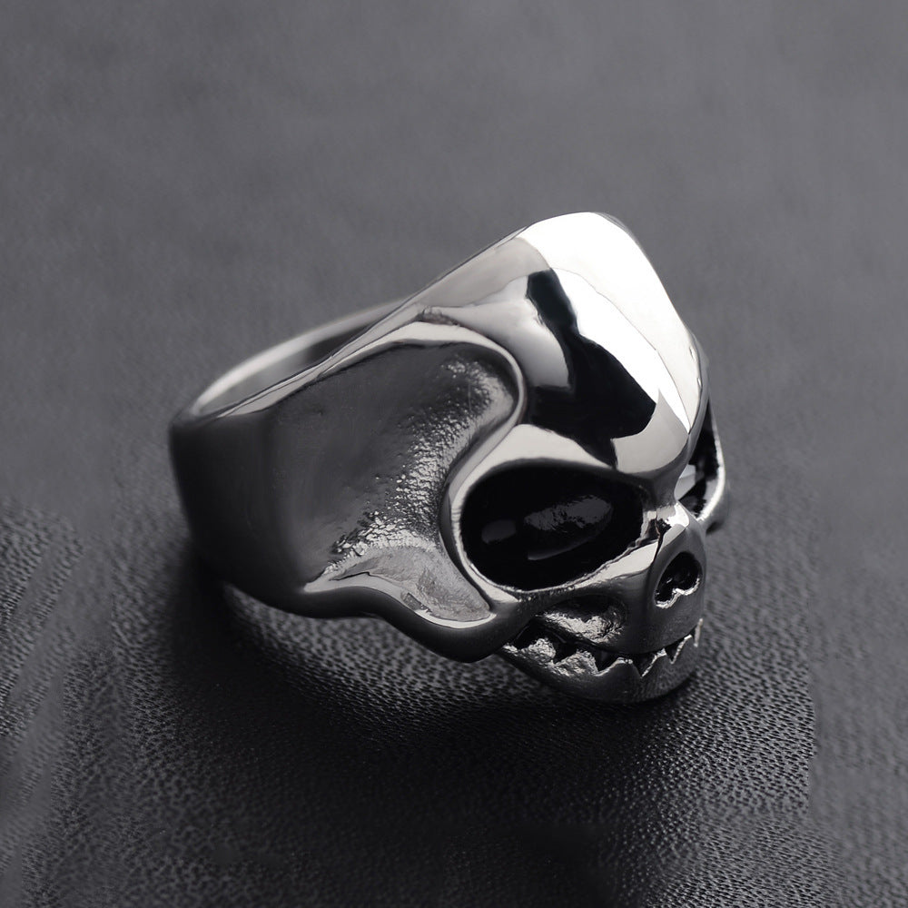 Titanium Skull Ring for Men Retro Style Stainless Steel Punk Jewelry Bold Masculine Accessory Durable Comfort Fit
