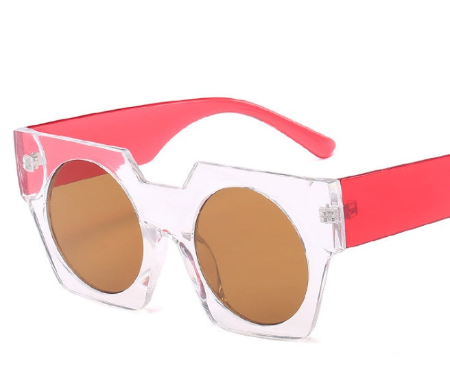 Vintage Geometry Sunglasses Large Frame Retro Eyewear UV Protection Fashion Sun Glasses For Women Men New Look