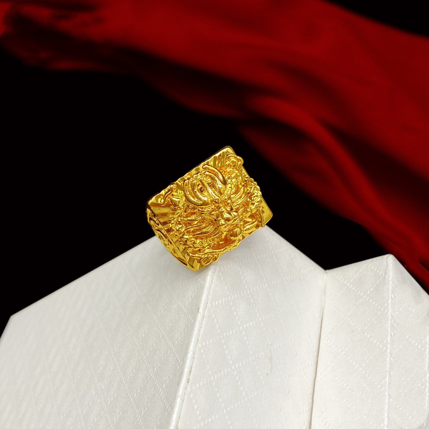 Mens Gold Plated Dragon Ring Adjustable Brass 3D Animal Zodiac Design Statement Ring For Men Unique Gift Today