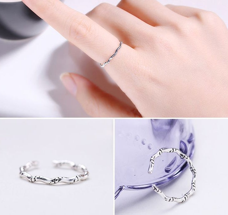 Bamboo Ring Knotted Design Statement Ring Fashion Jewelry Women Girls Natural Wood Handmade Elegant Ring Grace