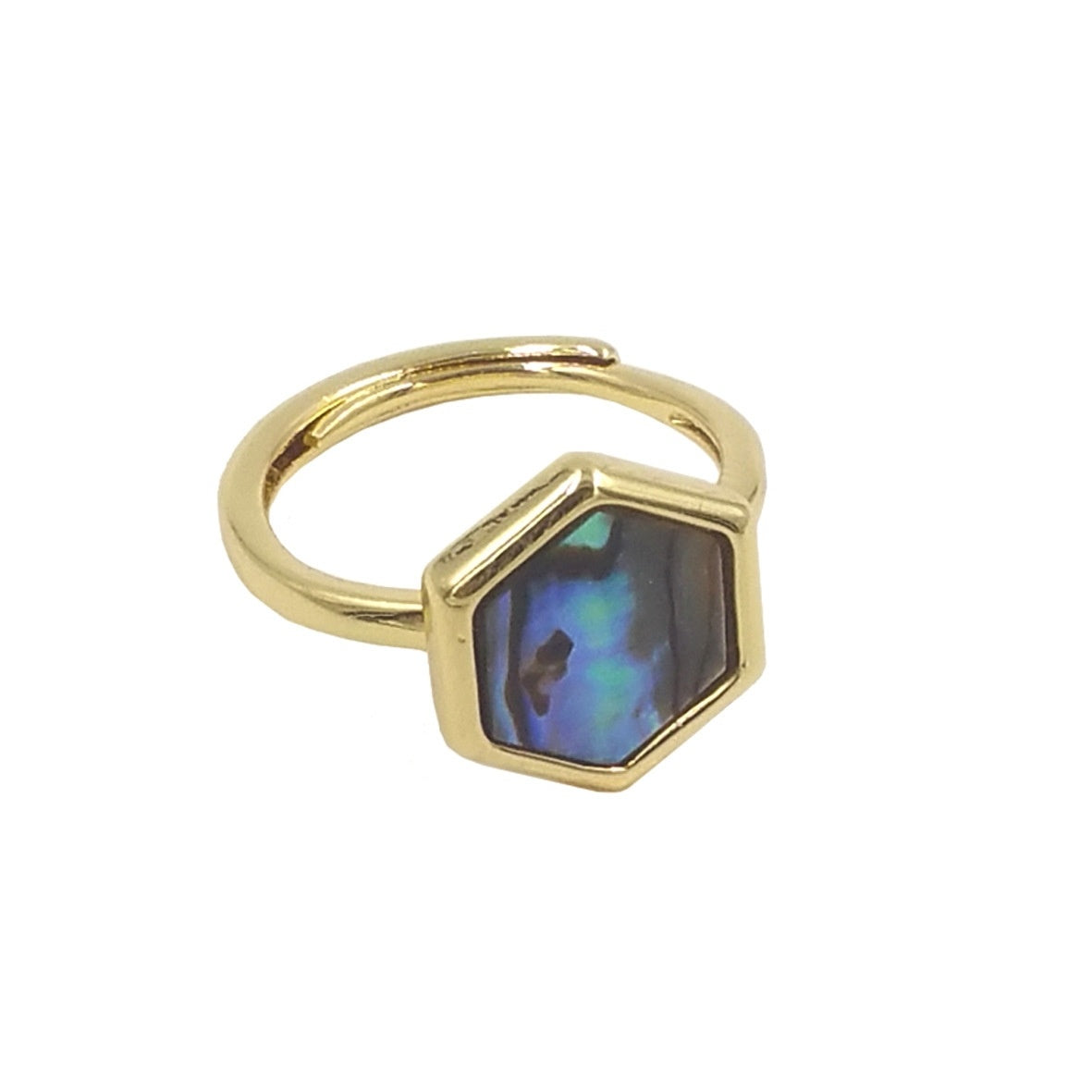 Unisex Fashion Ring Natural Shell Inlay With Micro Diamonds Copper Drop Shaped Ring Gift Idea For Any Occasion