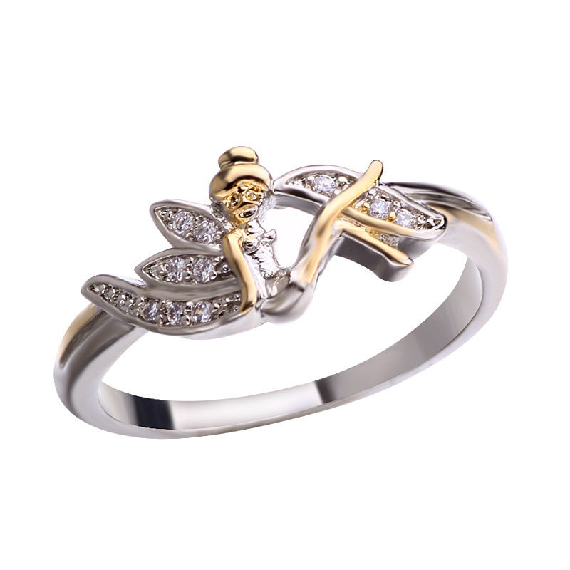 Womens Flower Fairy Ring Gold Plated Copper Gemstone Ring Present For Her Elegant Jewelry For Special Occasion