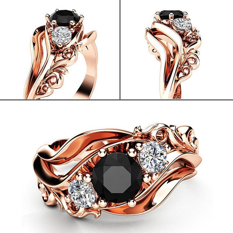 Rose Gold Zirconia Inlay Ring Metal Band With Sparkling Shine Perfect For Everyday Or Special Occasions Bright