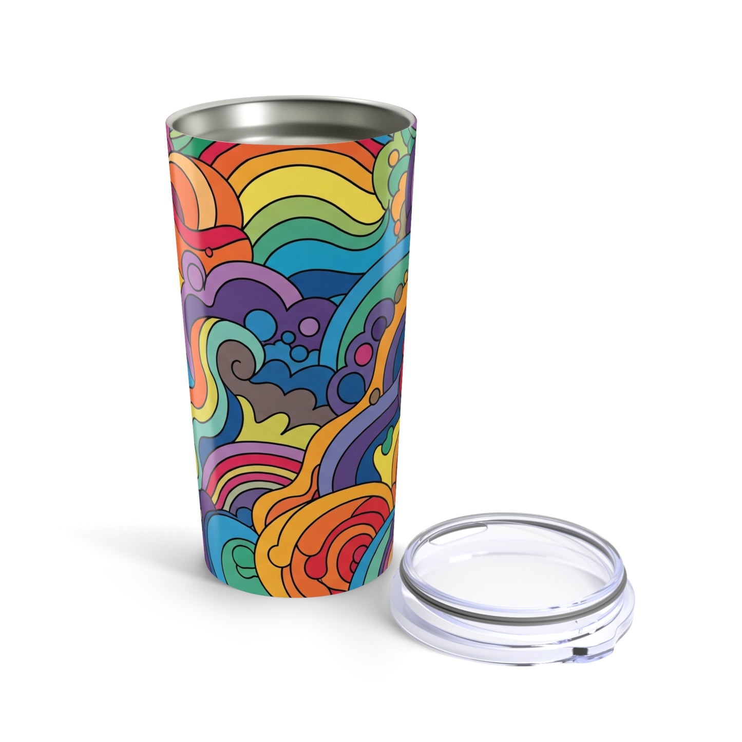20 Oz Stainless Steel Double Wall Vacuum Insulated Leak Proof Travel Mug With Lid Durable Printed For Hot And Cold