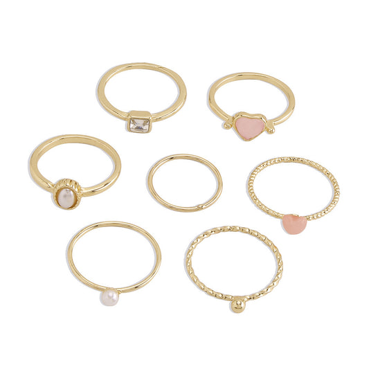 Womens Imitation Pearl Ring With Alloy Diamond Retro Geometric Design Elegant Daily Wear Statement Jewelry High Quality