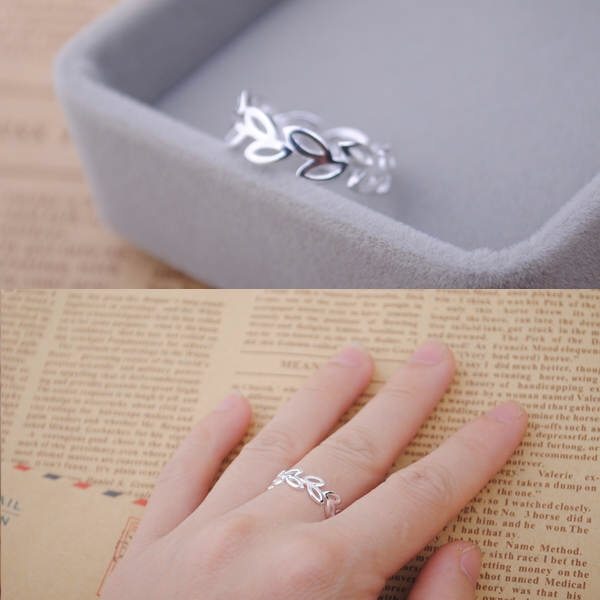 Leaf Design Hollow Ring Sterling Silver 925 Electroplated Jewelry For Women Korean Inspired Accessory Everyday Wear