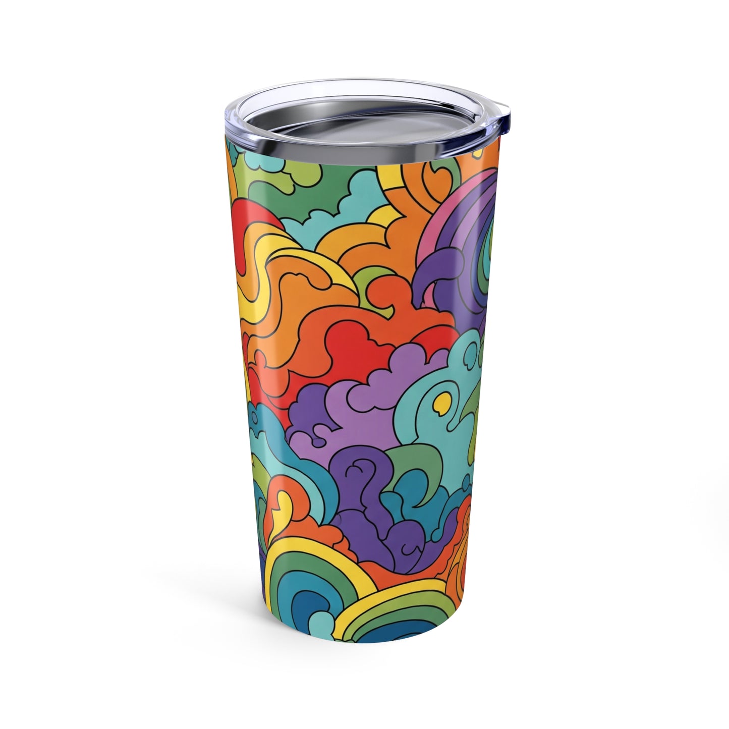 20oz Stainless Steel Tumbler With Printed Design Vacuum Insulated Spill Resistant Lid BPA Free Drink Container