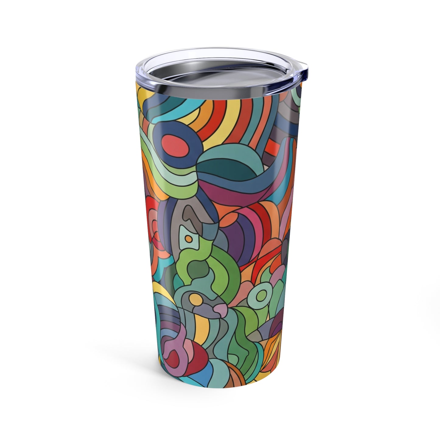 20 Ounce Metal Coffee Cup With Double Wall Insulation And Vacuum Sealed Spill Resistant Lid Graphic Design For