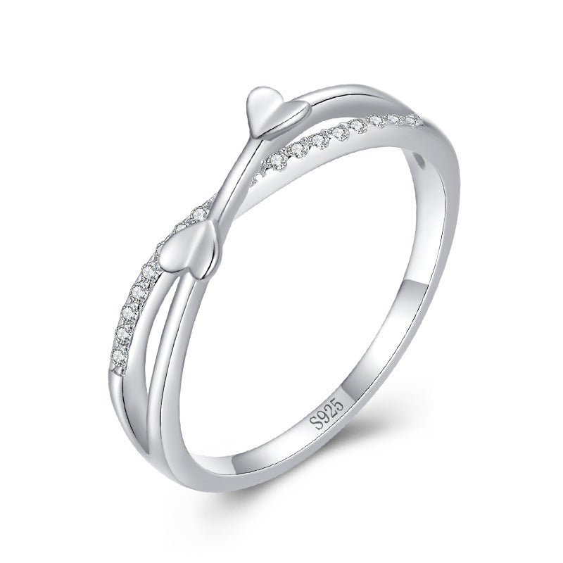 Womens 925 Sterling Silver Heart Ring With Gold Plated Gemstones Diamond Cut Romantic Jewelry Timeless For Her