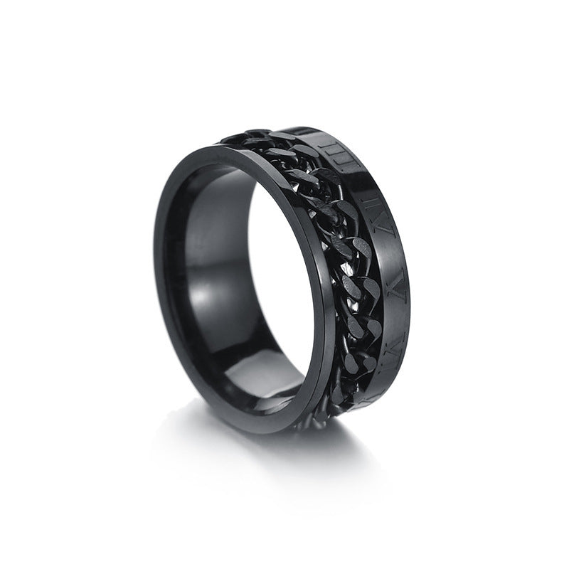 Stainless Steel Mens Ring Black Gold Durable Modern Design