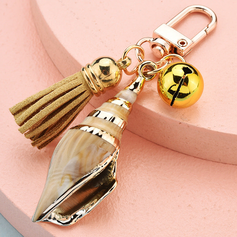 Resin Conch Keychain With Tassel Key Ring Stylish Cartoon Key Pendant Metal Hanger Unique Accessory For Men And Women