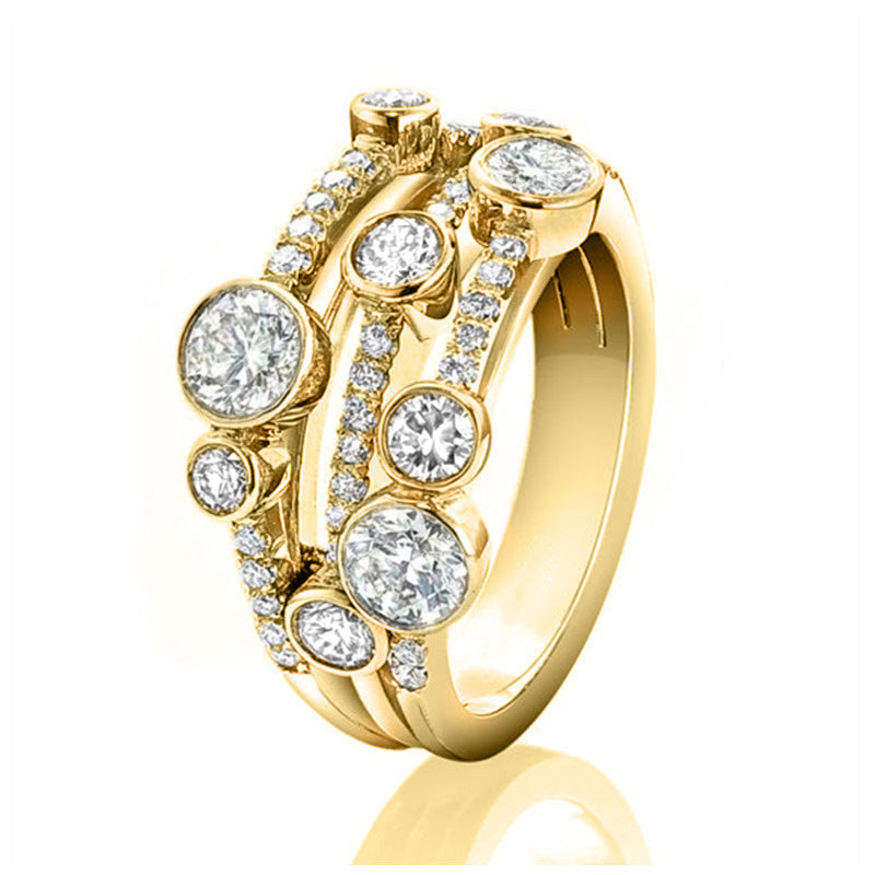 Two Tone Copper Ring With Hollow Geometric Line Dot Zircon Inlay For Women Size 6 7 8 9 10 Polka Dot Zircon Inlay