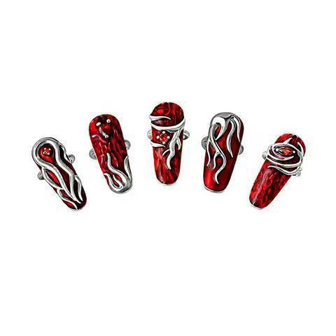 Womens Flame Red Liquid Metal Ring Unique Alloy Fashion Jewelry Modern Abstract Statement Accessory For Modern