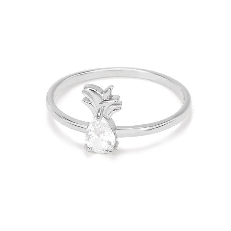 Copper Pineapple Ring With Micro Zircon Inlay Gold Finish European American Design Individually Packed For Women